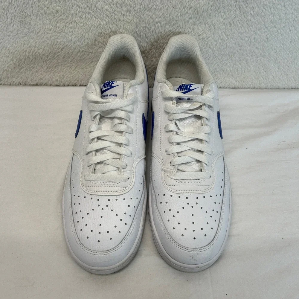 Nike Court Vision Low Mens Shoes White Game Royal Blue Sneaker Size 10.5